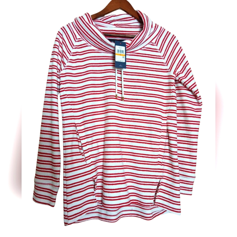 Tommy Hilfiger Cowl Neck Sweatshirt Terry Cloth Womens Size Small